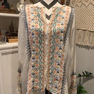 🎉Host Pick🎉Johnny Was Embroidered Button Down Shirt